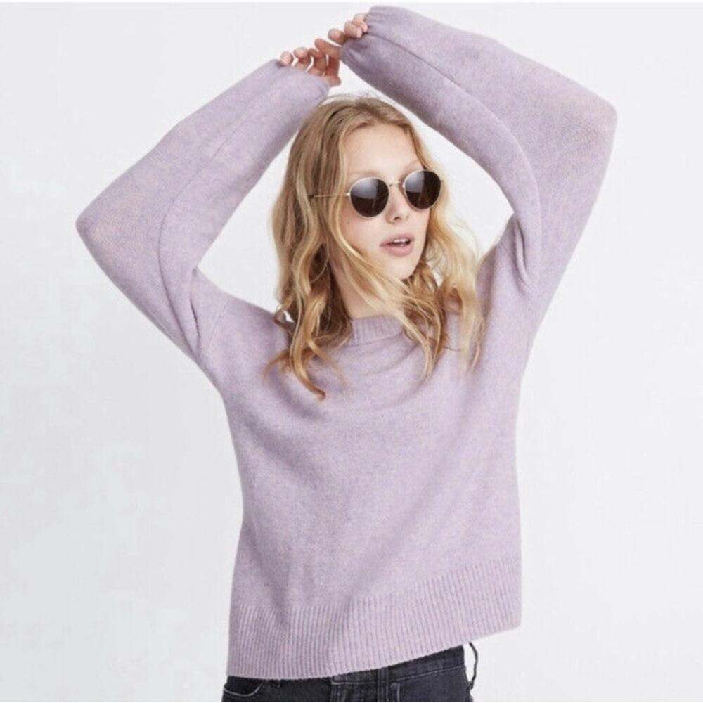 Madewell Payton Pullover Sweater in Cozy Yarn Heathered Lilac Purple XS